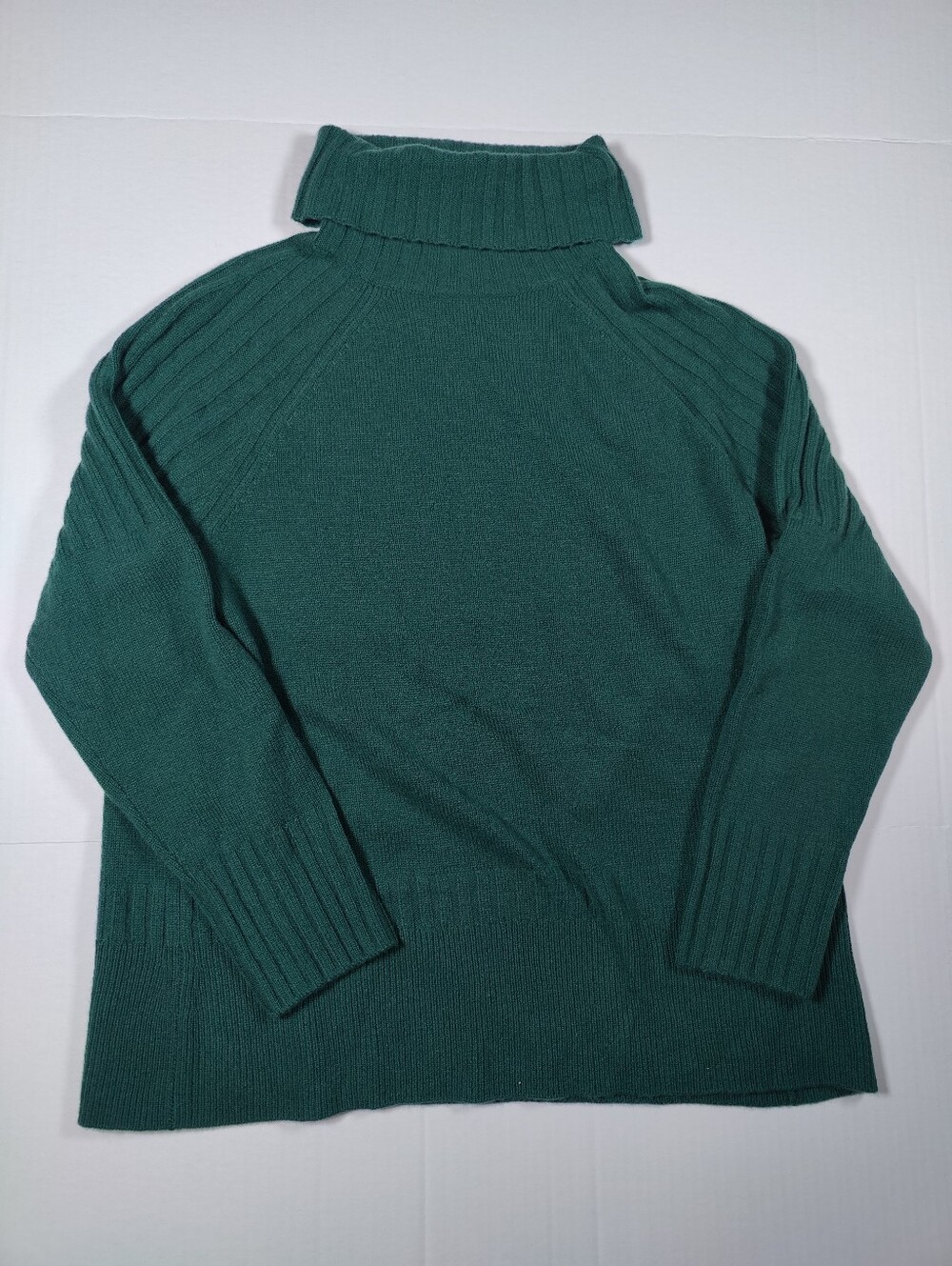 NWT Talbots 100% Cashmere Green Ribbed Turtleneck Sweater Size L